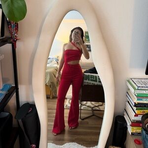 Red Women's cutout Jumpsuit